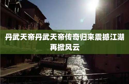 丹武天帝丹武天帝传奇归来震撼江湖再掀风云