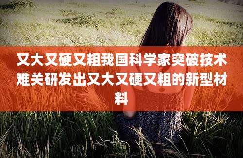 又大又硬又粗我国科学家突破技术难关研发出又大又硬又粗的新型材料