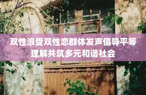 双性浪受双性恋群体发声倡导平等理解共筑多元和谐社会