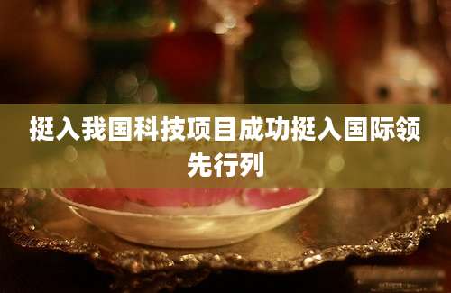 挺入我国科技项目成功挺入国际领先行列