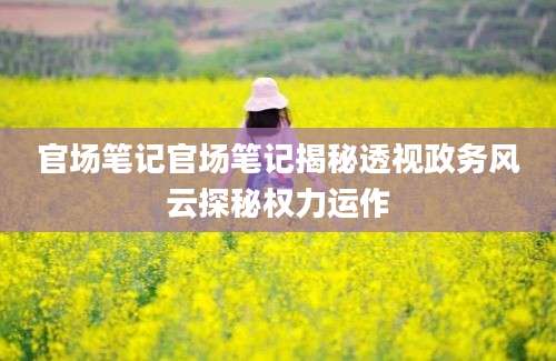 官场笔记官场笔记揭秘透视政务风云探秘权力运作