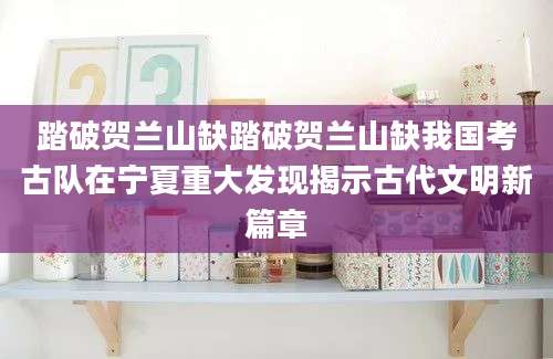 踏破贺兰山缺踏破贺兰山缺我国考古队在宁夏重大发现揭示古代文明新篇章