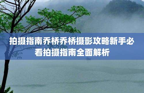 拍摄指南乔桥乔桥摄影攻略新手必看拍摄指南全面解析