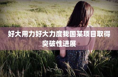 好大用力好大力度我国某项目取得突破性进展