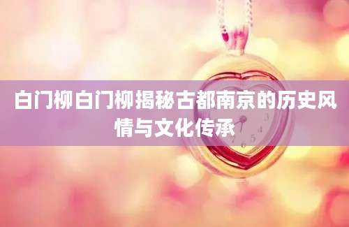白门柳白门柳揭秘古都南京的历史风情与文化传承