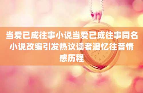 当爱已成往事小说当爱已成往事同名小说改编引发热议读者追忆往昔情感历程