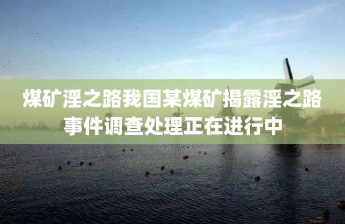 煤矿淫之路我国某煤矿揭露淫之路事件调查处理正在进行中