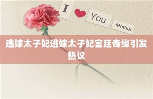 逃嫁太子妃逃嫁太子妃宫廷奇缘引发热议