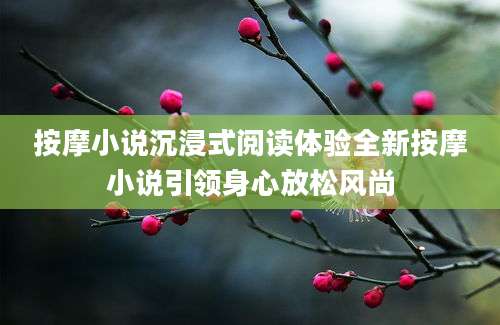按摩小说沉浸式阅读体验全新按摩小说引领身心放松风尚