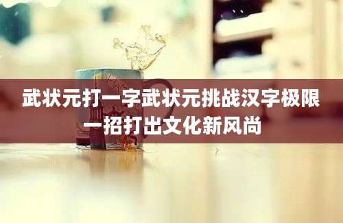 武状元打一字武状元挑战汉字极限一招打出文化新风尚
