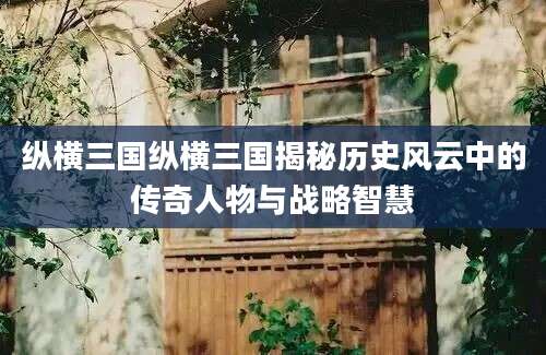 纵横三国纵横三国揭秘历史风云中的传奇人物与战略智慧