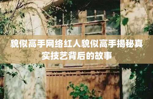 貌似高手网络红人貌似高手揭秘真实技艺背后的故事
