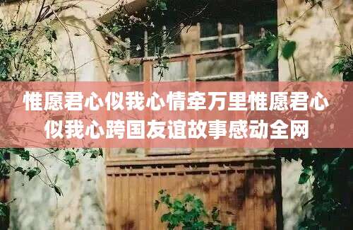 惟愿君心似我心情牵万里惟愿君心似我心跨国友谊故事感动全网