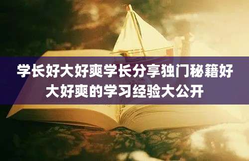 学长好大好爽学长分享独门秘籍好大好爽的学习经验大公开
