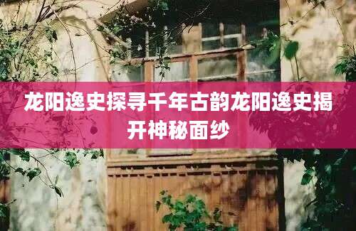龙阳逸史探寻千年古韵龙阳逸史揭开神秘面纱