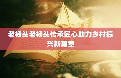 老杨头老杨头传承匠心助力乡村振兴新篇章