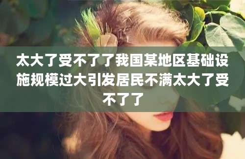 太大了受不了了我国某地区基础设施规模过大引发居民不满太大了受不了了