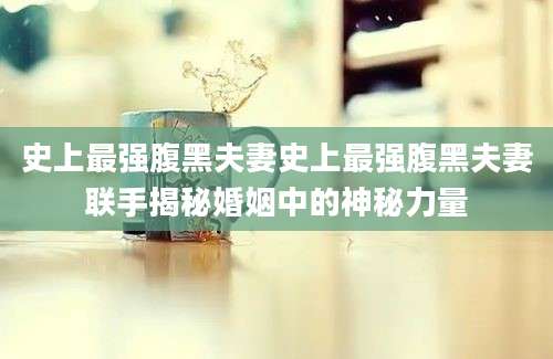 史上最强腹黑夫妻史上最强腹黑夫妻联手揭秘婚姻中的神秘力量