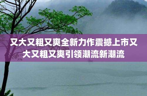 又大又粗又爽全新力作震撼上市又大又粗又爽引领潮流新潮流