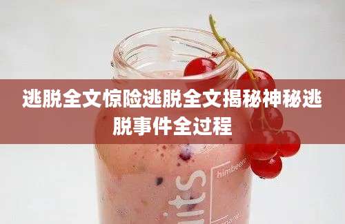 逃脱全文惊险逃脱全文揭秘神秘逃脱事件全过程