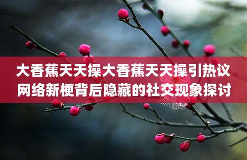 大香蕉天天操大香蕉天天操引热议网络新梗背后隐藏的社交现象探讨