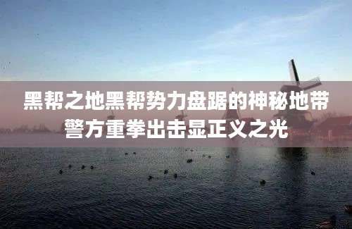 黑帮之地黑帮势力盘踞的神秘地带警方重拳出击显正义之光