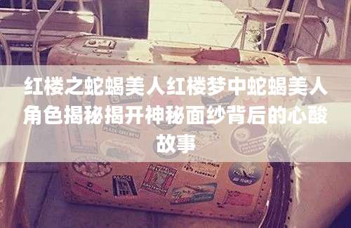 红楼之蛇蝎美人红楼梦中蛇蝎美人角色揭秘揭开神秘面纱背后的心酸故事