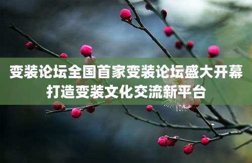 变装论坛全国首家变装论坛盛大开幕打造变装文化交流新平台