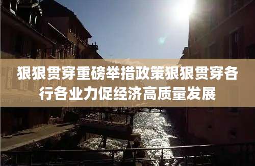 狠狠贯穿重磅举措政策狠狠贯穿各行各业力促经济高质量发展