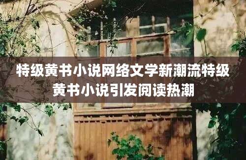 特级黄书小说网络文学新潮流特级黄书小说引发阅读热潮