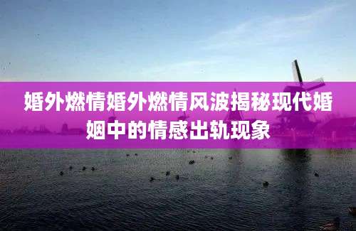 婚外燃情婚外燃情风波揭秘现代婚姻中的情感出轨现象