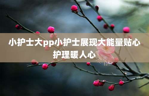 小护士大pp小护士展现大能量贴心护理暖人心