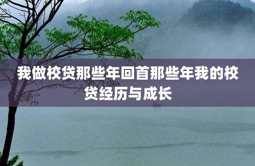 我做校贷那些年回首那些年我的校贷经历与成长
