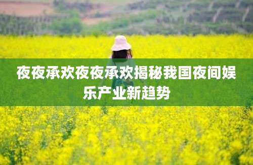 夜夜承欢夜夜承欢揭秘我国夜间娱乐产业新趋势