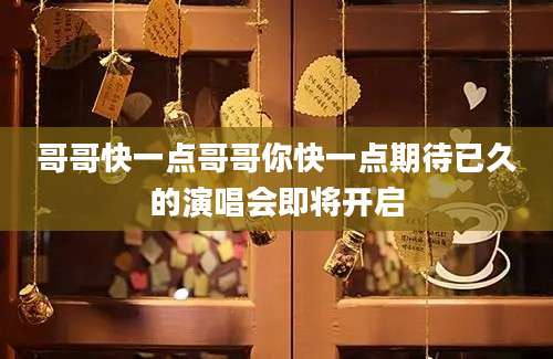 哥哥快一点哥哥你快一点期待已久的演唱会即将开启