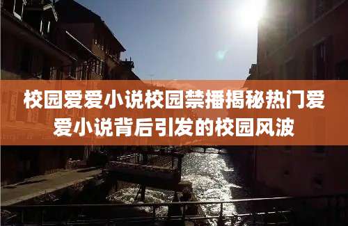 校园爱爱小说校园禁播揭秘热门爱爱小说背后引发的校园风波