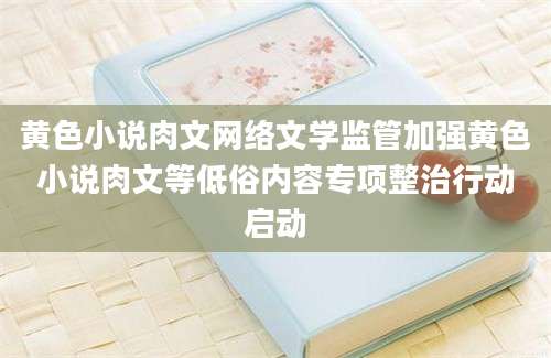 黄色小说肉文网络文学监管加强黄色小说肉文等低俗内容专项整治行动启动
