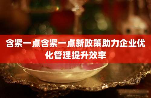 含紧一点含紧一点新政策助力企业优化管理提升效率