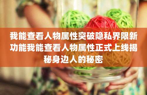我能查看人物属性突破隐私界限新功能我能查看人物属性正式上线揭秘身边人的秘密