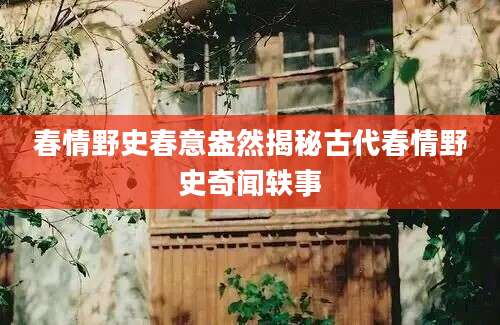 春情野史春意盎然揭秘古代春情野史奇闻轶事