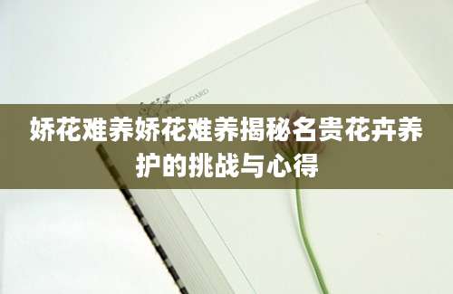 娇花难养娇花难养揭秘名贵花卉养护的挑战与心得