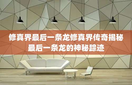 修真界最后一条龙修真界传奇揭秘最后一条龙的神秘踪迹