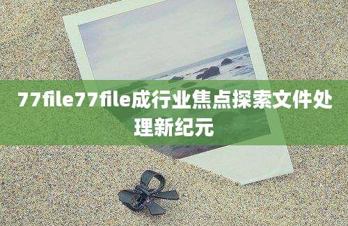 77file77file成行业焦点探索文件处理新纪元