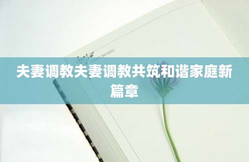 夫妻调教夫妻调教共筑和谐家庭新篇章