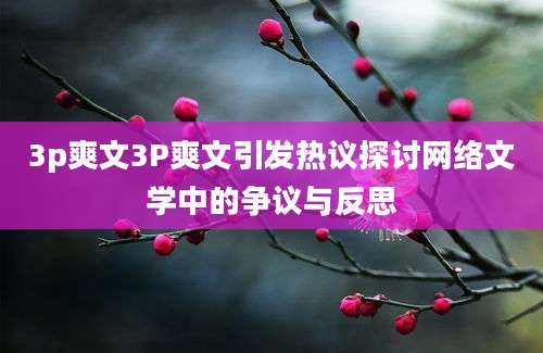 3p爽文3P爽文引发热议探讨网络文学中的争议与反思