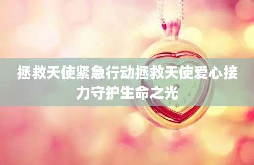 拯救天使紧急行动拯救天使爱心接力守护生命之光