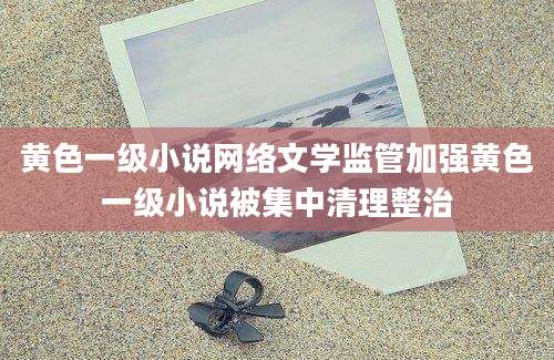 黄色一级小说网络文学监管加强黄色一级小说被集中清理整治