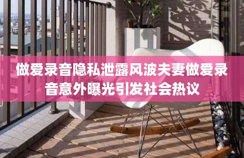做爱录音隐私泄露风波夫妻做爱录音意外曝光引发社会热议
