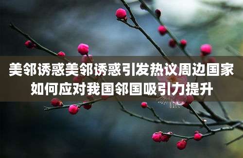 美邻诱惑美邻诱惑引发热议周边国家如何应对我国邻国吸引力提升