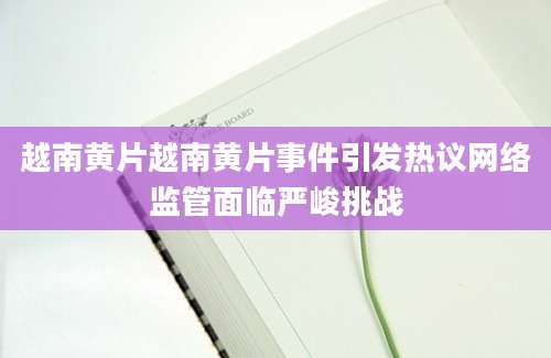 越南黄片越南黄片事件引发热议网络监管面临严峻挑战